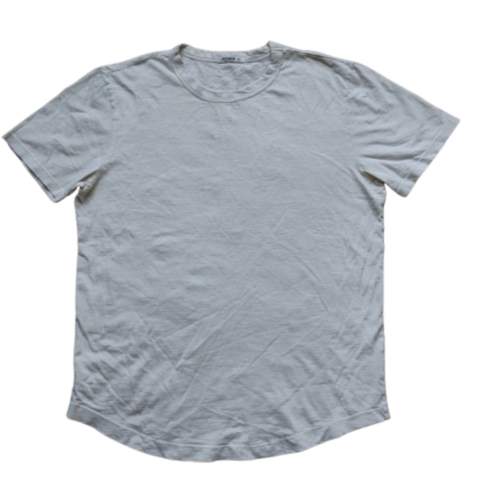 New Buck Mason Curved Hem Crew Tee – Light Sage | USA Made Size Small